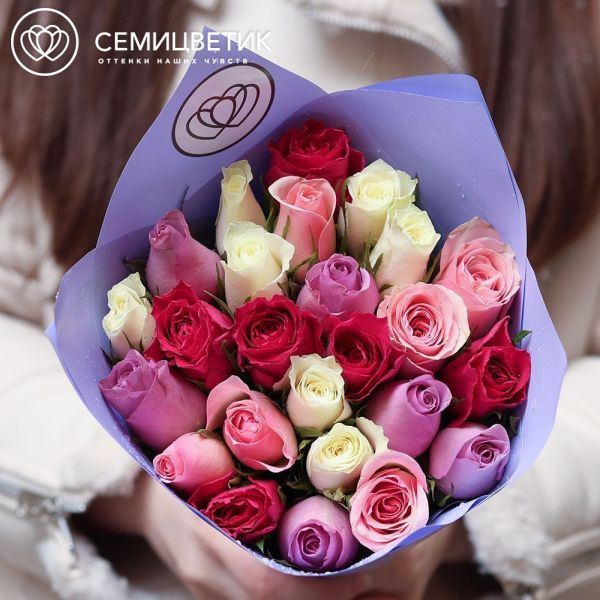 Букет из 25 роз 35 см микс (Кения)