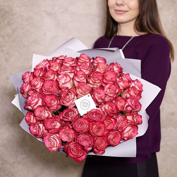 51 роза биколор (Кения) 40 см Premium