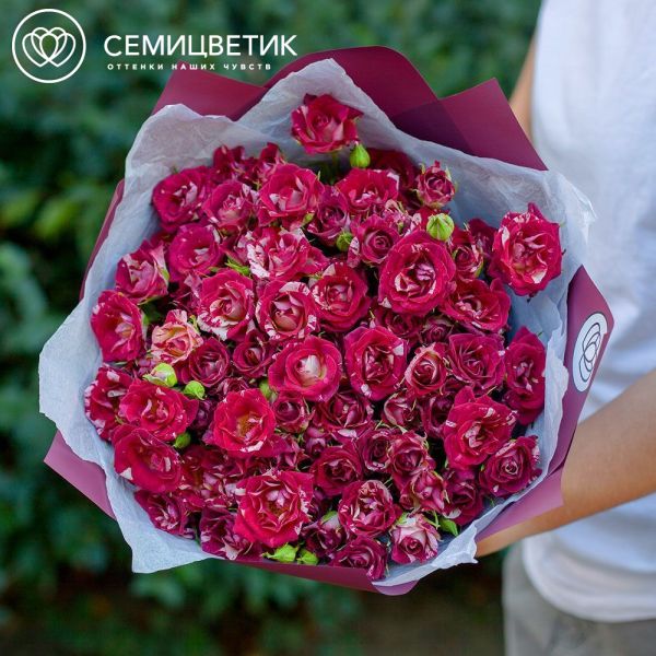 Букет из 21 кустовой розы биколор 40 см (Кения)