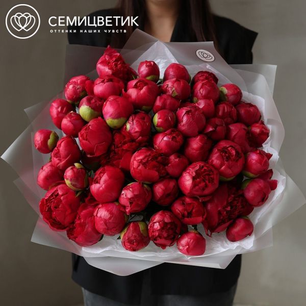 Букет из 51 ярко-розового пиона Command Performance Premium