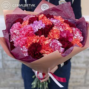 Букет из 35 гвоздик яркий микс