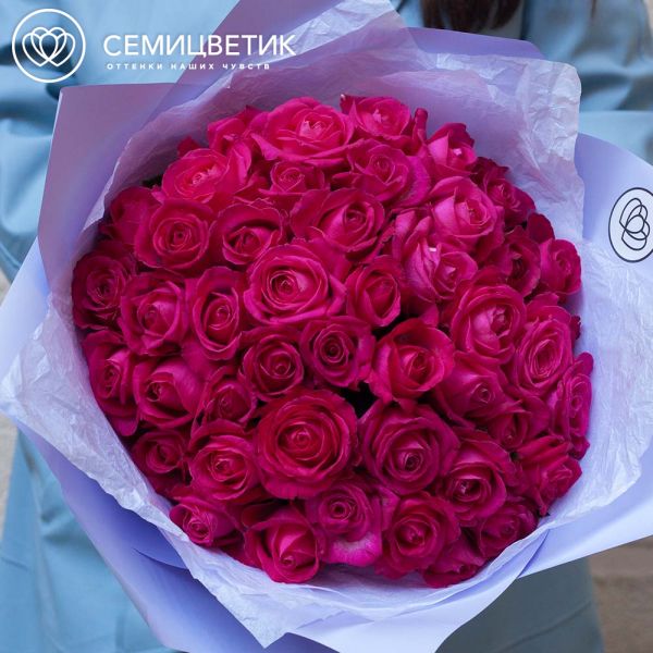 Букет из 45 малиновых роз 35-40 см (Россия)
