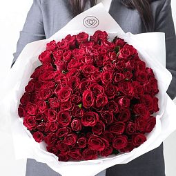 Большой букет  из 101 красной розы 30 см (Кения)