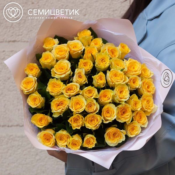 Букет из 45 желтых роз 35-40 см (Россия)