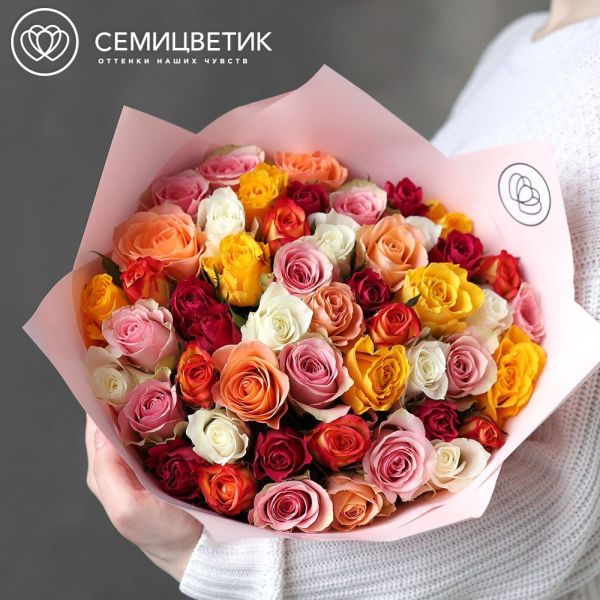 Букет из 51 розы 35-40 см микс (Кения)