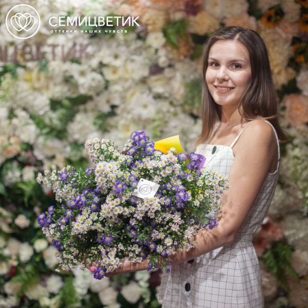 Букет из 25 кустовых астр микс