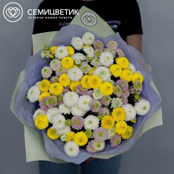 Букет из 21 кустовой хризантемы микс