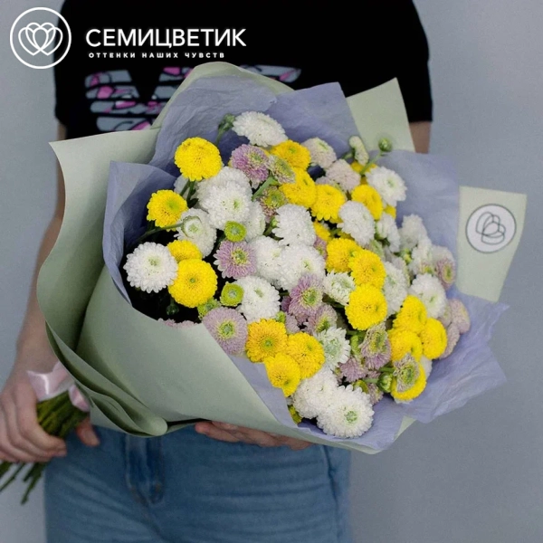 Букет из 21 кустовой хризантемы микс