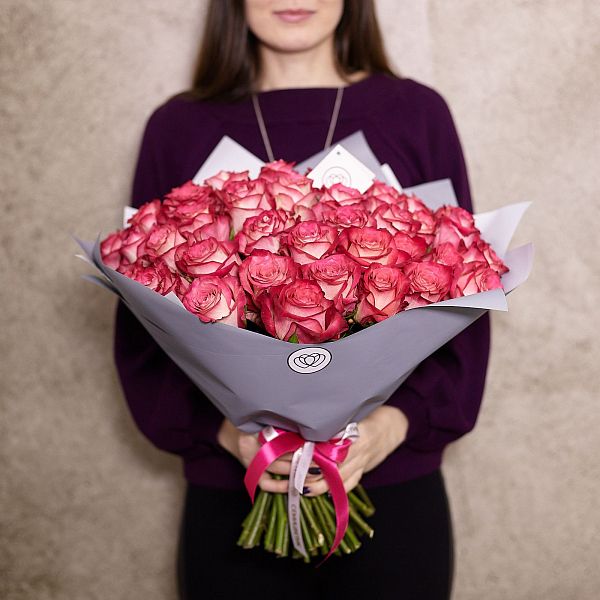 51 роза биколор (Кения) 40 см Premium
