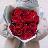 Букет из 15 красных с темной каймой роз (Россия) 60 см Магия