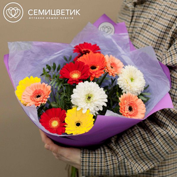 Букет из 11 гербер мини микс