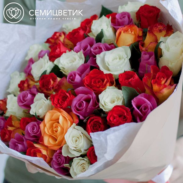 Букет из 51 розы 30 см микс (Кения)