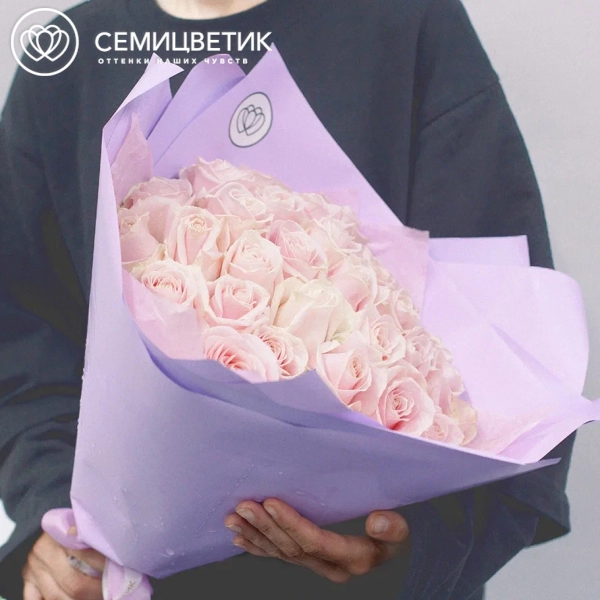 Букет из 35 нежно-розовых роз 50 см (Россия)