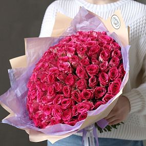 Букет из 101 розовой розы 35 см (Кения)