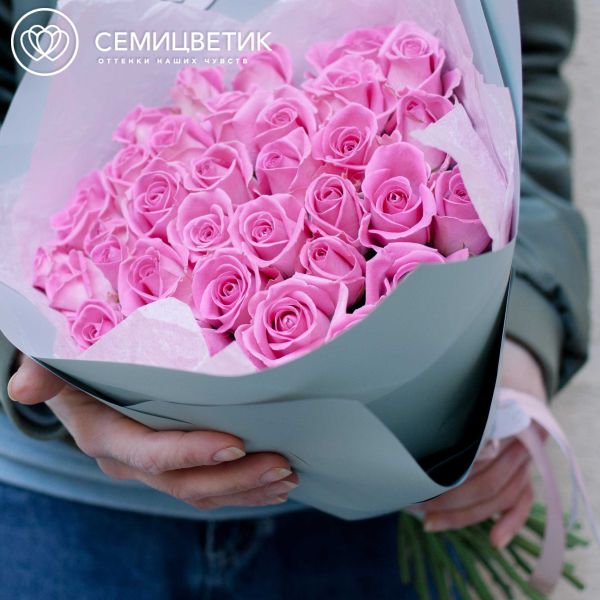 Букет из 35 розовых роз 40 см (Кения)