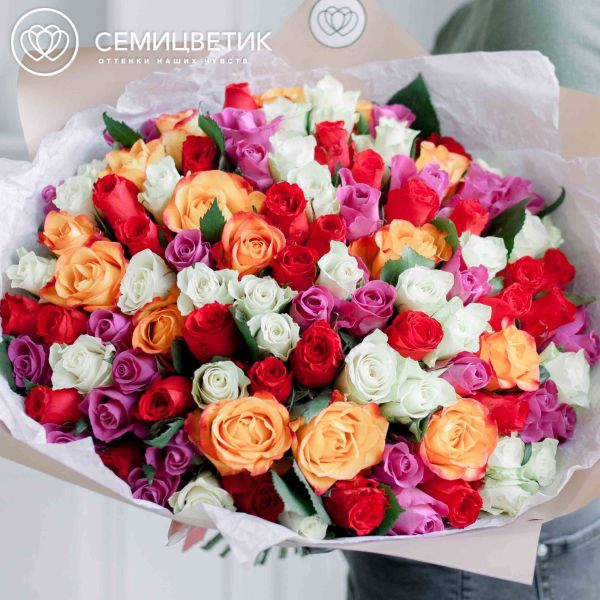 Букет из 101 розы 30 см микс (Кения) 
