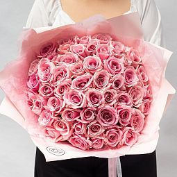 Букет из 51 нежно-розовой розы 35-40 см (Россия)