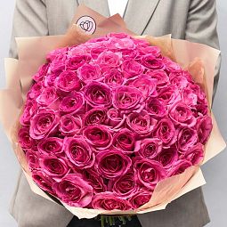 Букет из 75 розовых роз 35-40 см (Россия)