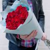Букет из 15 красных с темной каймой роз (Россия) 80 см