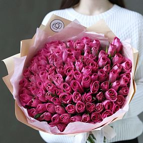 Букет из 101 розовой розы 40 см (Кения)