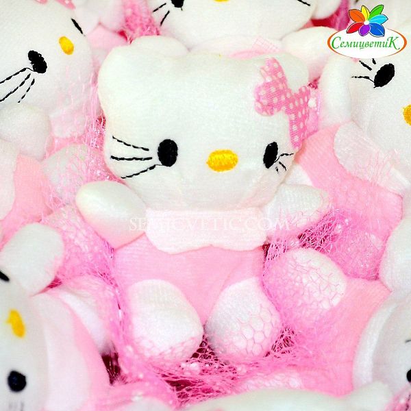 Букет из игрушек котята 21 шт., розовый