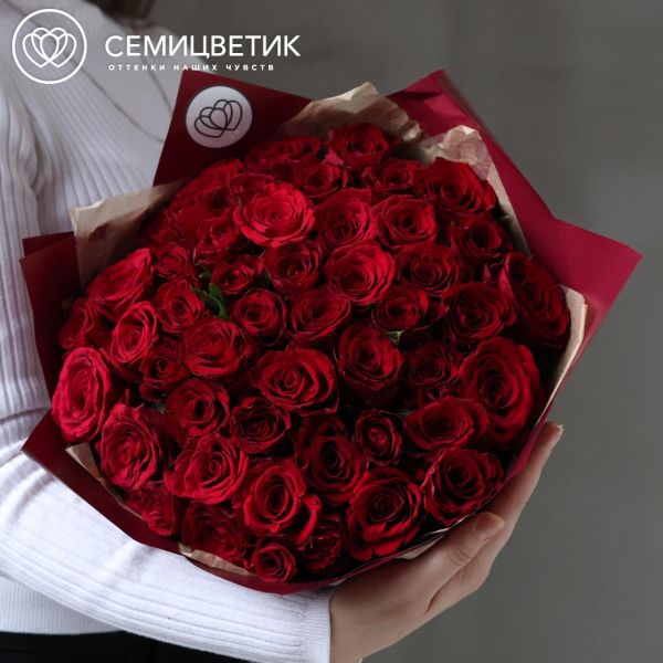 Букет из 51 красной розы 35 см (Кения)