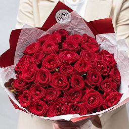 Букет из 35 красных роз 35-40 см (Россия)