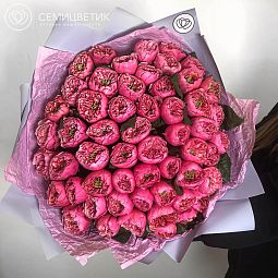 Букет из 51 красной пионовидной розы Red Eye 40 см