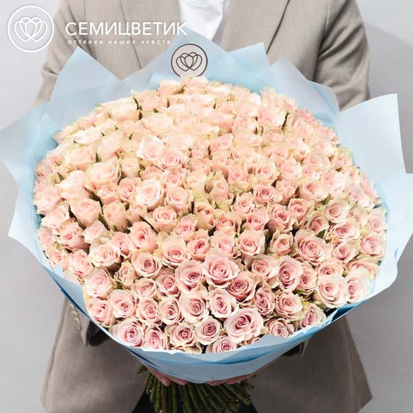Букет из 151 нежно-розовой розы 40 см (Кения)