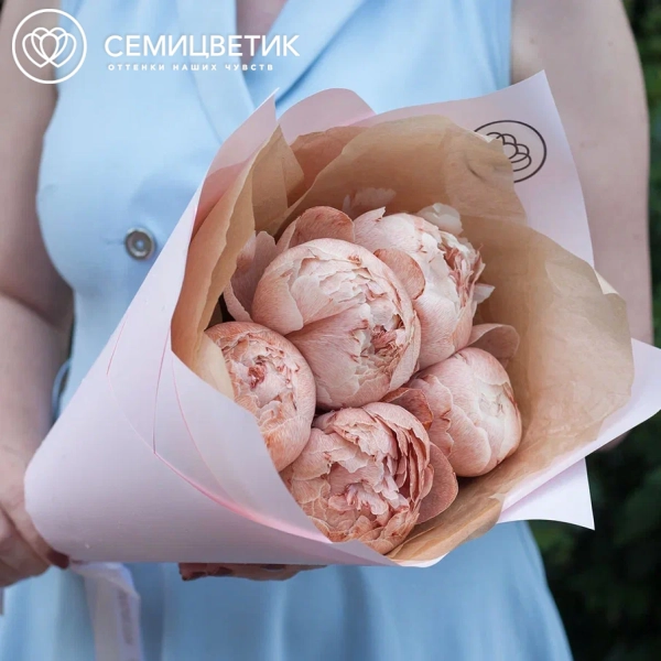 Букет из 5 пионов брауни Premium