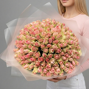 Букет из 151 нежно-розовой розы 35-40 см (Кения)