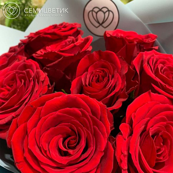 Букет из 9 красных роз (Кения) Premium в дизайнерской пленке