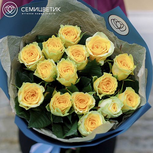 15 желтых роз (Россия) 70 см