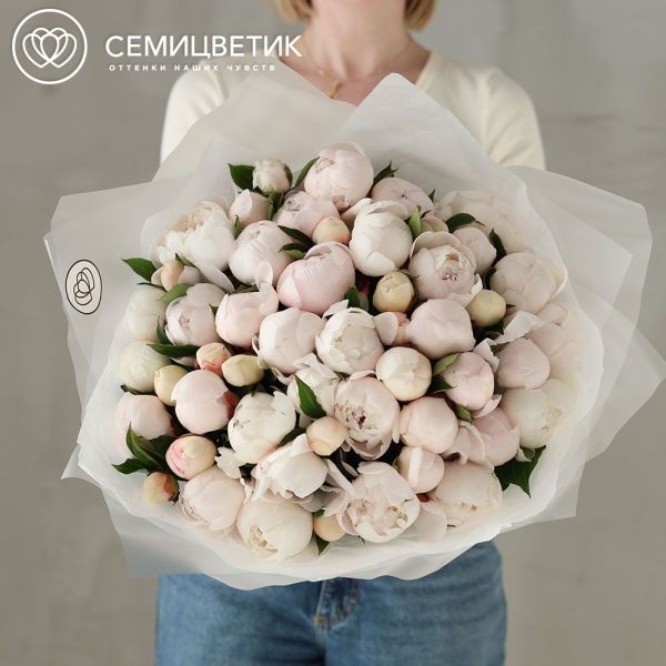 Букет из 51 нежно-розового пиона Standart Plus