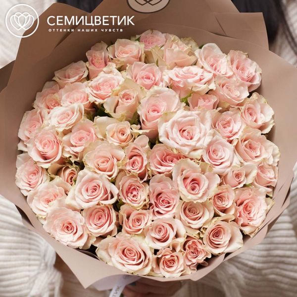Букет из 51 нежно-розовой розы 40 см (Кения)