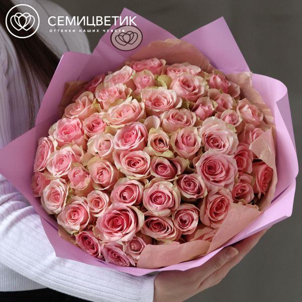 Букет из 51 нежно-розовой розы 35 см (Кения)