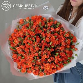 Букет из 51 оранжевой кустовой розы 40-50 см (Россия)