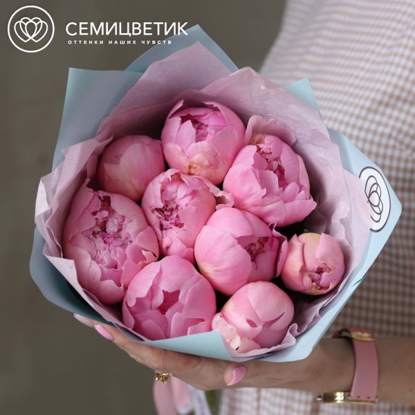 Букет из 9 нежно-розовых пионов Angel Cheeks Premium