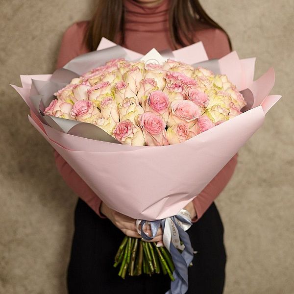 51 нежно-розовая роза (Кения) 40 см Premium