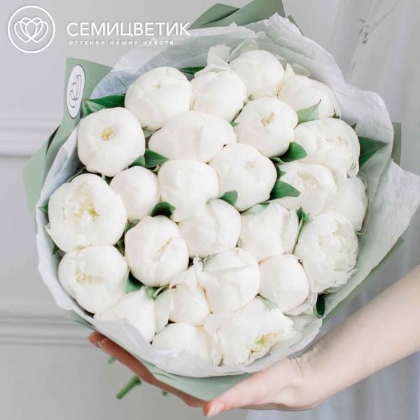 Букет из 25 белых пионов Premium