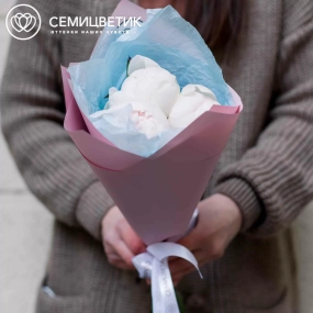 Букет из 3 белых пионов Premium в розовой пленке