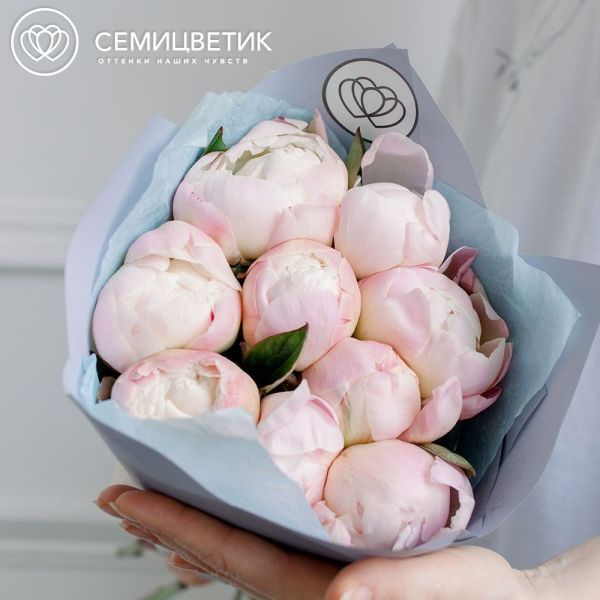 Букет из 9 нежно-розовых пионов Gardenia Premium