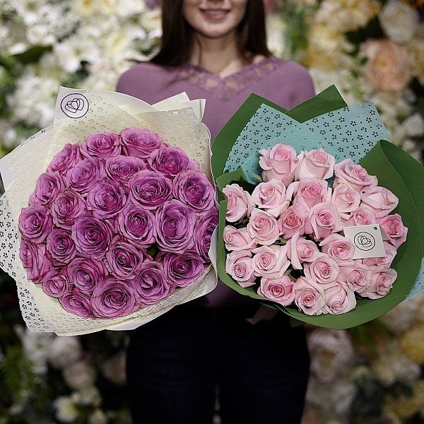 Букет из 25 розовых роз Jessika 50 см (Эквадор)