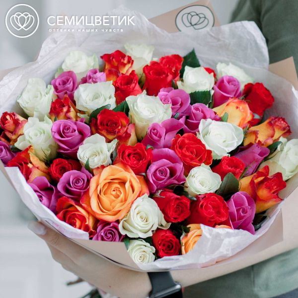 Букет из 51 розы 30 см микс (Кения)