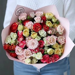 Букет из 15 кустовых роз 40 см микс (Кения) 