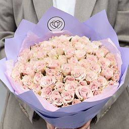 Букет из 75 нежно-розовых роз 30 см (Кения)