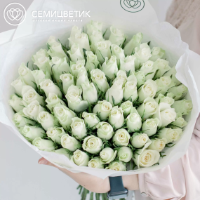 Букет из 75 белых роз 35-40 см (Кения) в белой пленке