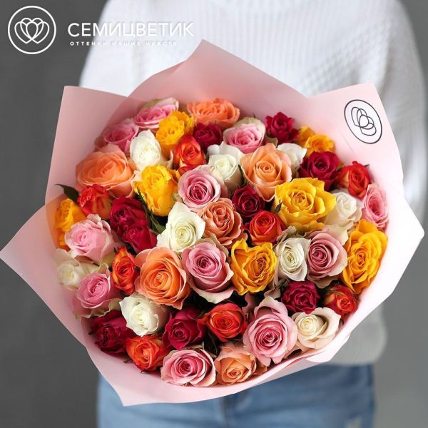 Букет из 51 розы 35-40 см микс (Кения)