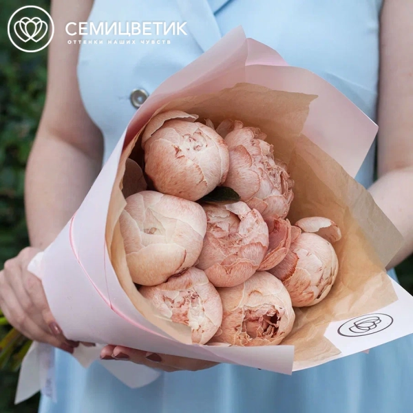 Букет из 7 пионов брауни Premium