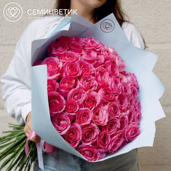 Букет из 51 розовой розы 60 см (Россия)